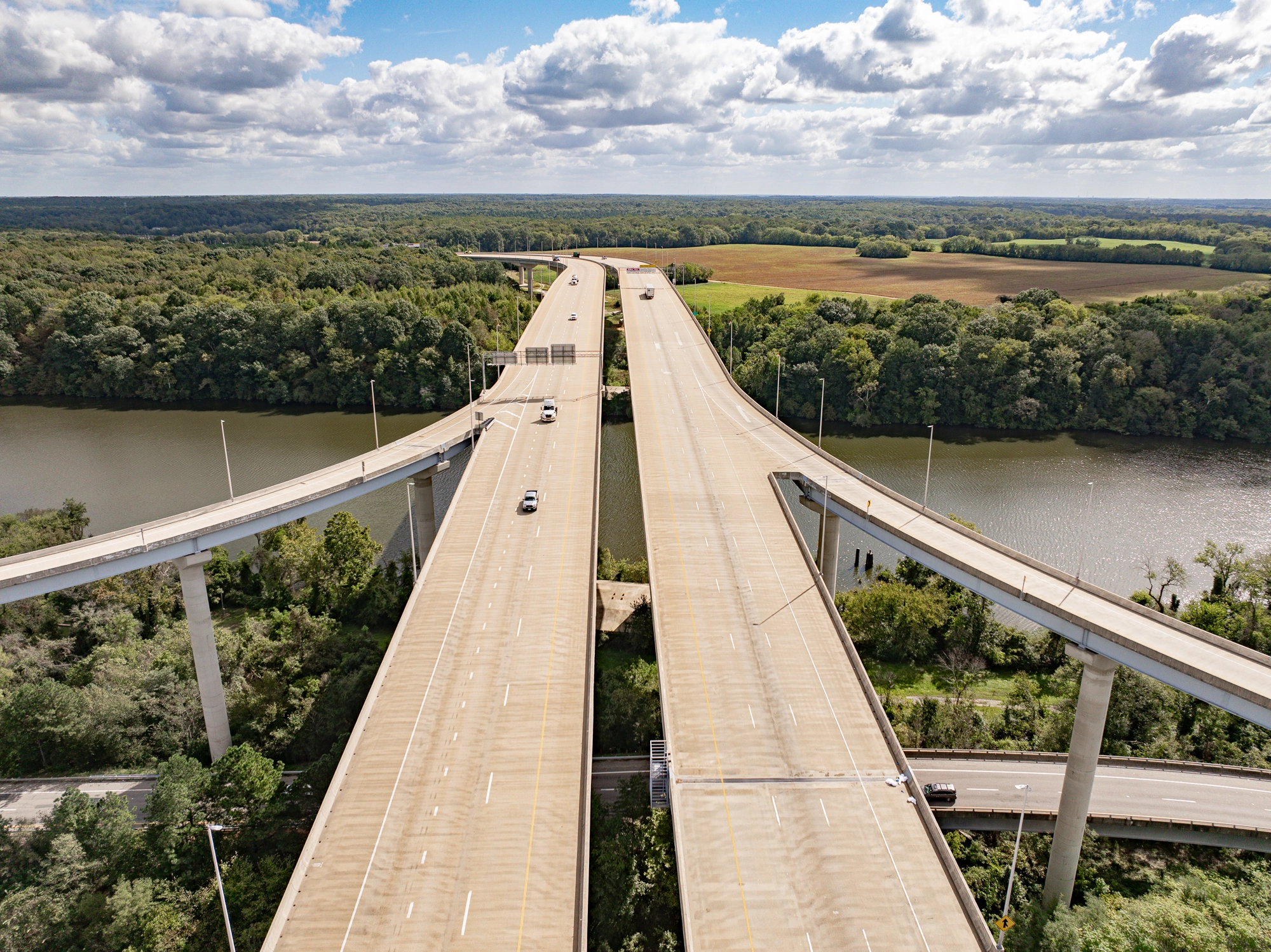 Highway toll road stretching into the distance